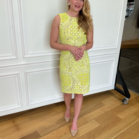 Elegant Yellow Lace Dress - Picture 3 of 6